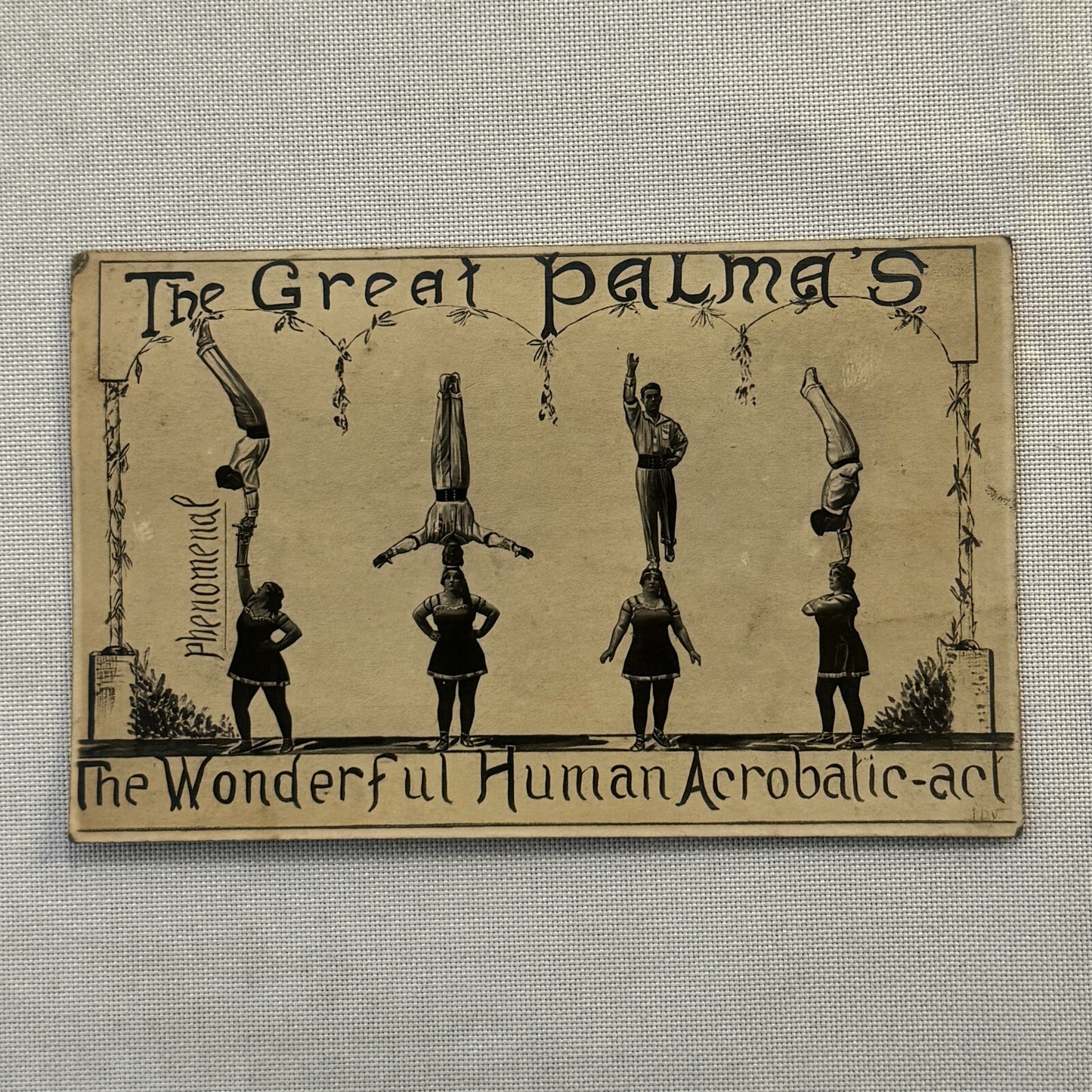 Vintage Circus Acrobat Act Postcard Post Card The Great Palmas European