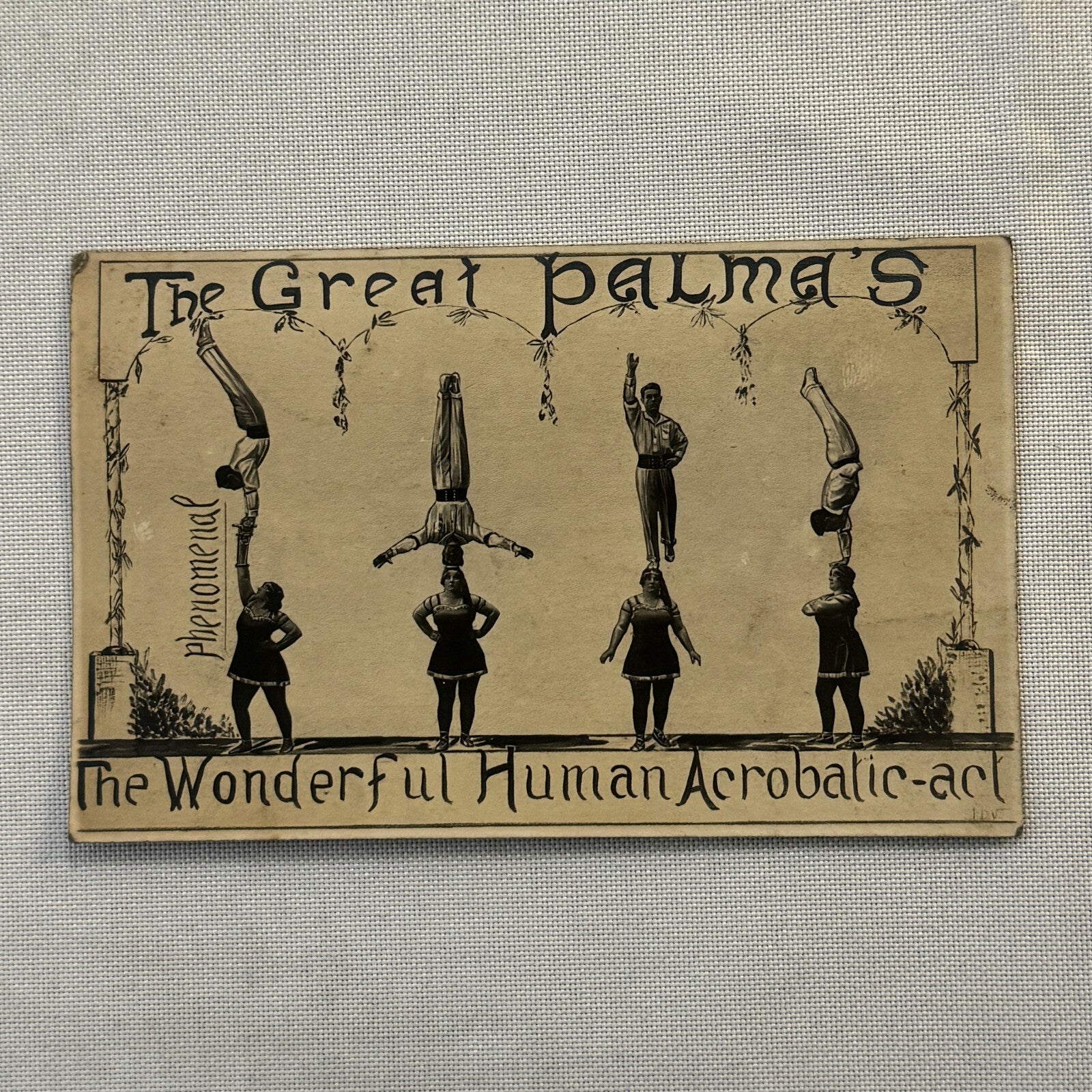 Vintage Circus Acrobat Act Postcard Post Card The Great Palmas European