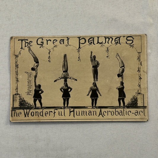 Vintage Circus Acrobat Act Postcard Post Card The Great Palmas European