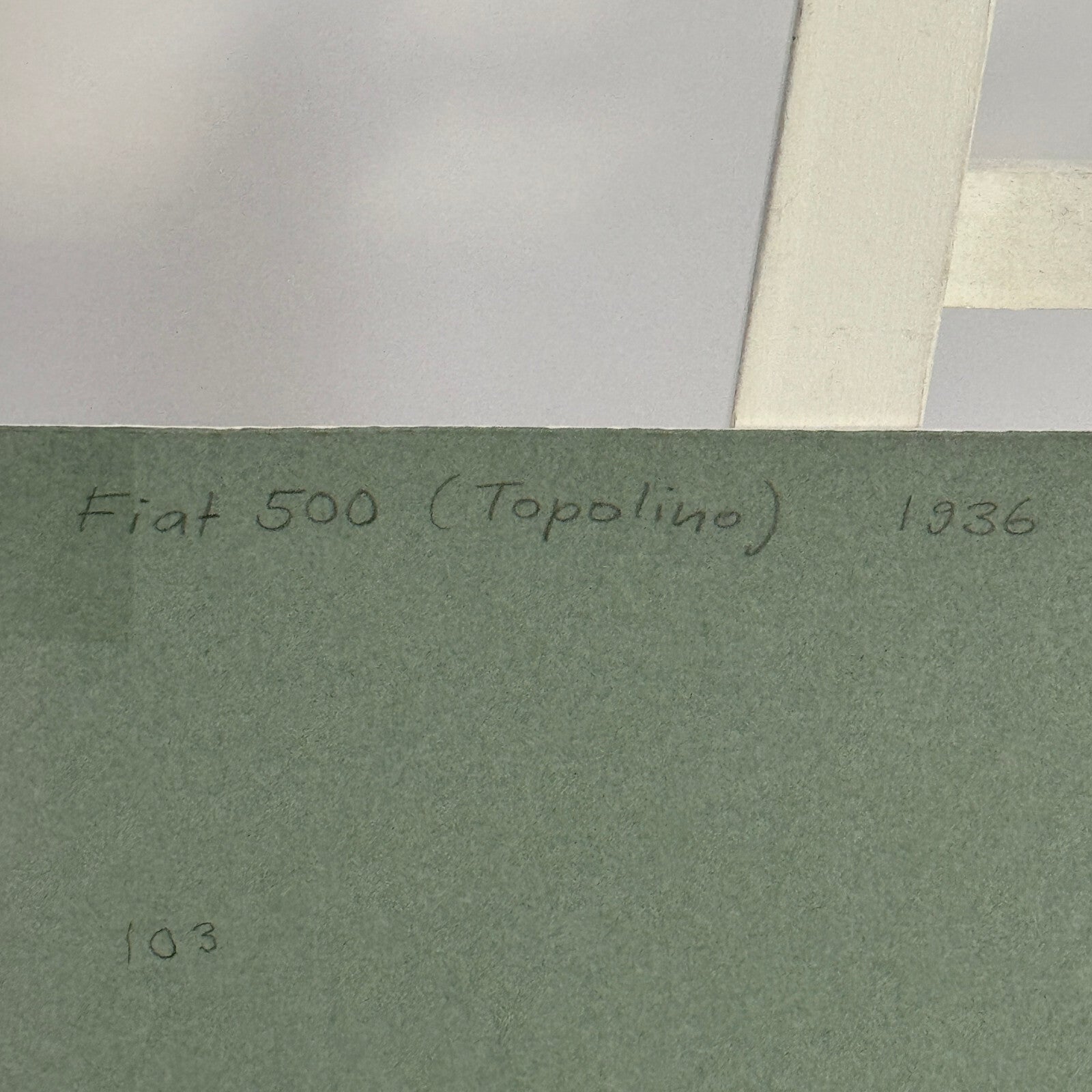 1936 Fiat 500 Topolino Car Illustration Art Drawing Hand Drawn Vintage