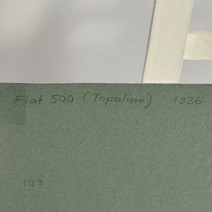 1936 Fiat 500 Topolino Car Illustration Art Drawing Hand Drawn Vintage