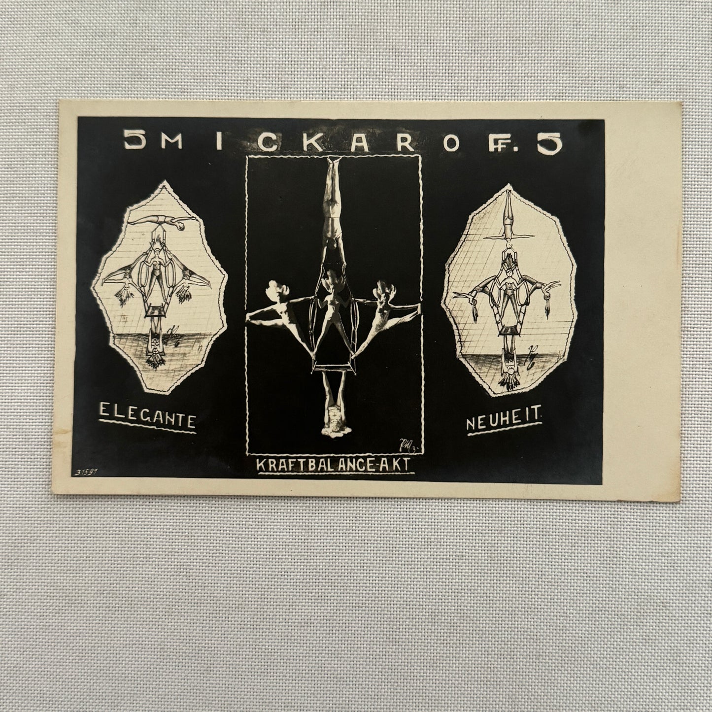 Vintage Circus Acrobat Balancing Act Postcard Post Card 5 Mickaroff German