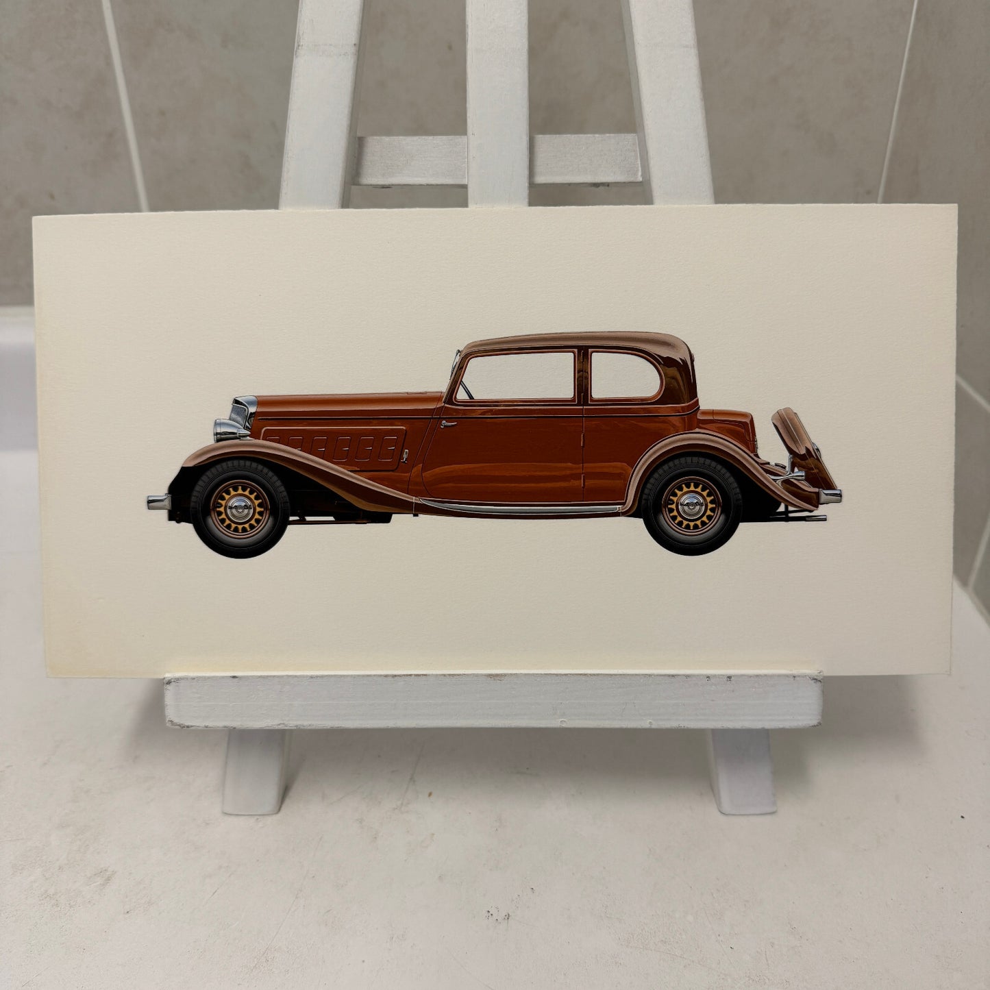 1938 Franklin V12 LeBaron Club Brougham Automobile Illustration Art Drawing