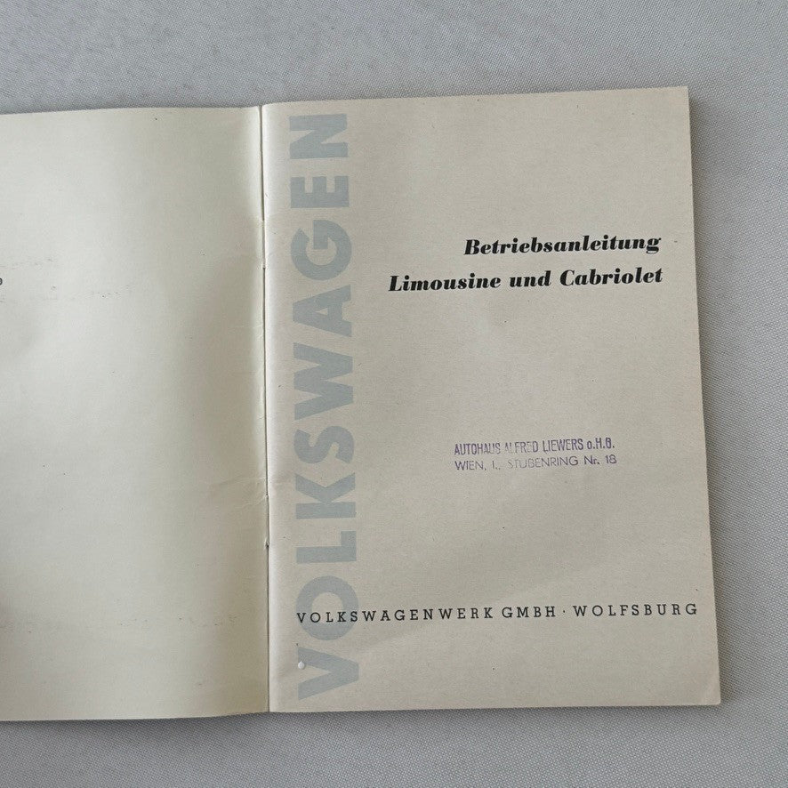 1960 Volkswagen Beetle Owners Manual Instruction Book Convertible Coupe GERMAN