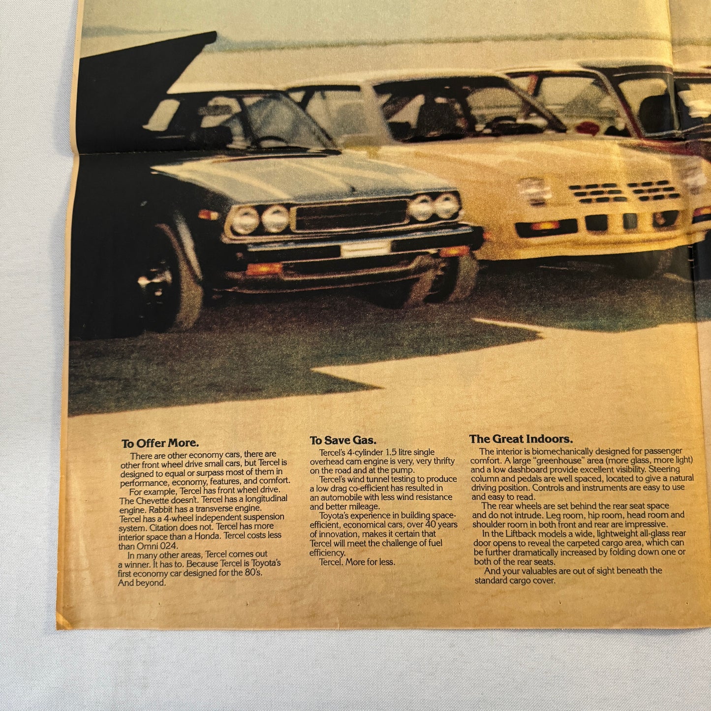 1980 Toyota Car Newspaper Insert Brochure Tercel SR5 Sedan Liftback Corolla