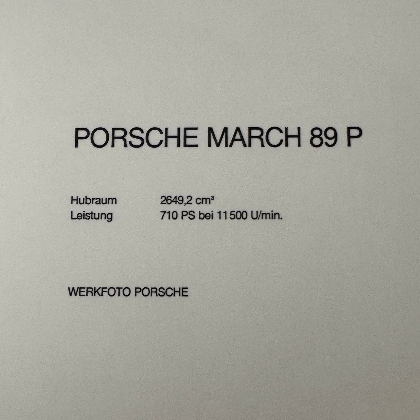 Porsche March 89 P Factory Press Photo Photograph Print Werkfoto Indy Racing
