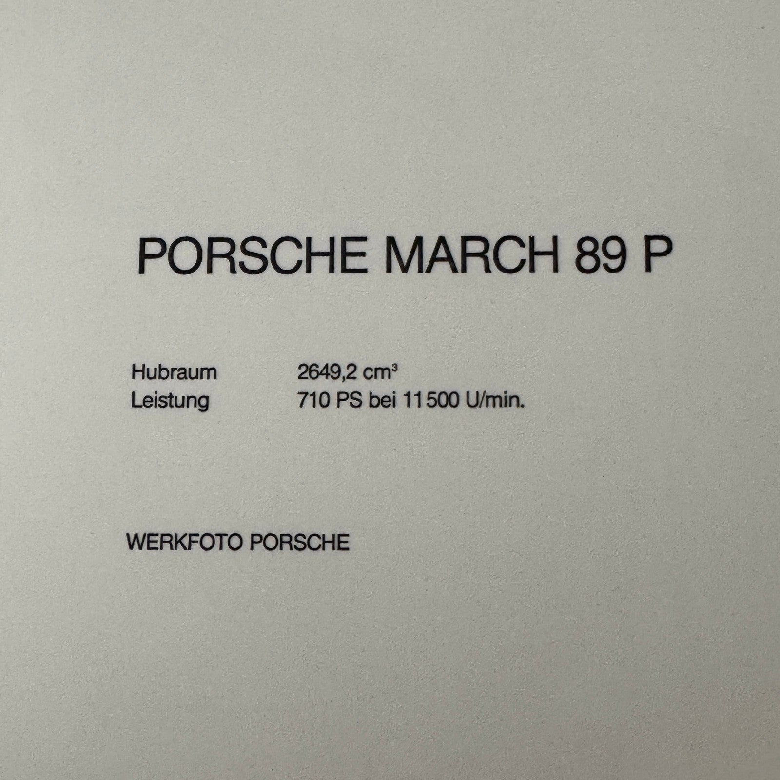 Porsche March 89 P Factory Press Photo Photograph Print Werkfoto Indy Racing