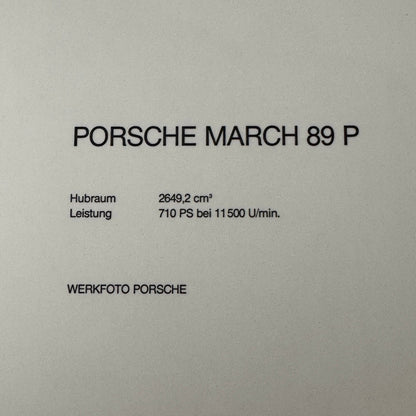 Porsche March 89 P Factory Press Photo Photograph Print Werkfoto Indy Racing