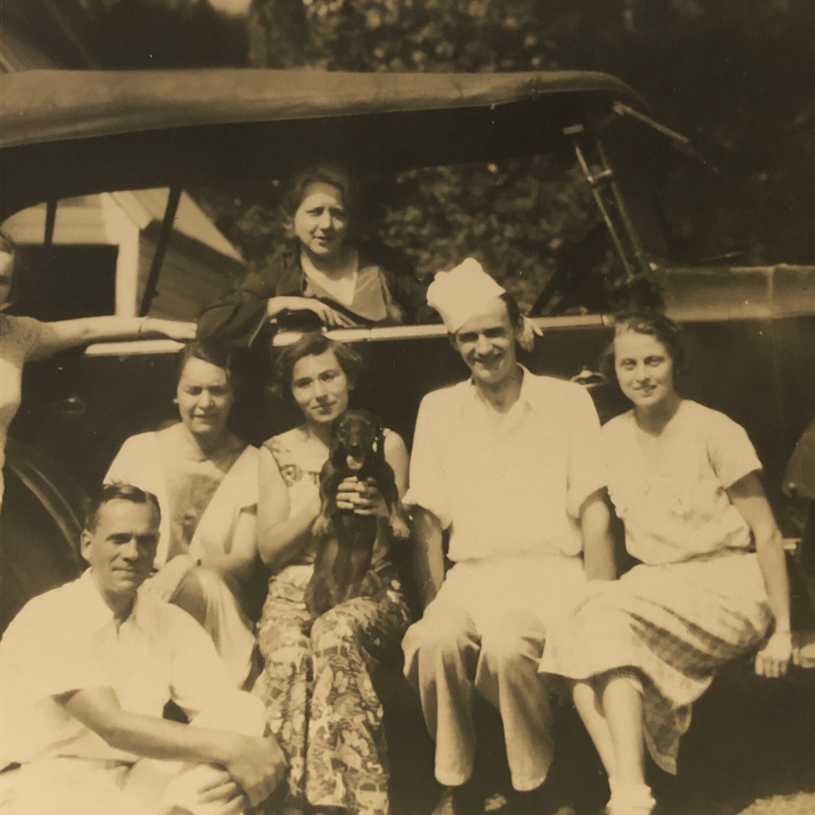 Vintage Car Automobile Family Dog People Photo Photograph Print - Tag AL22SM1