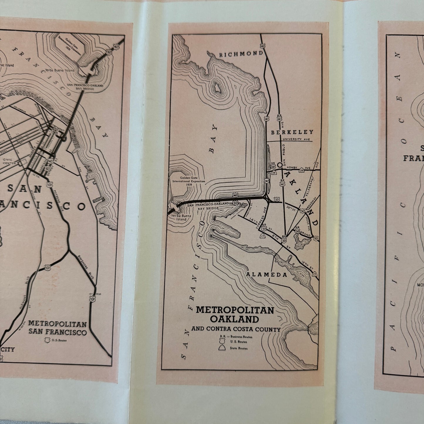 Vintage San Francisco Oakland Bay Bridge Map Brochure