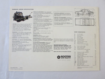 1960s Sunbeam Arrow Sales Brochure Advertising Rootes 