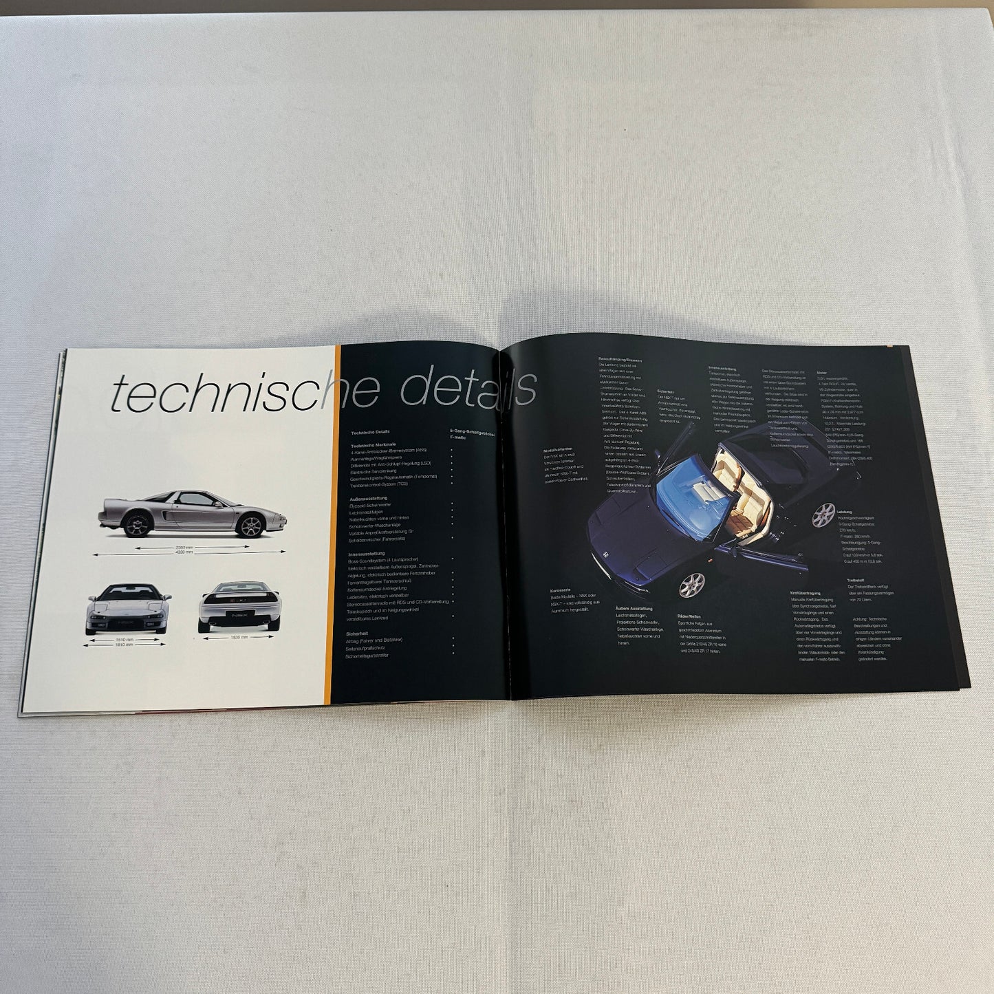 Honda NSX Car Sales Brochure Catalog Advertising GERMAN Text Acura NSX