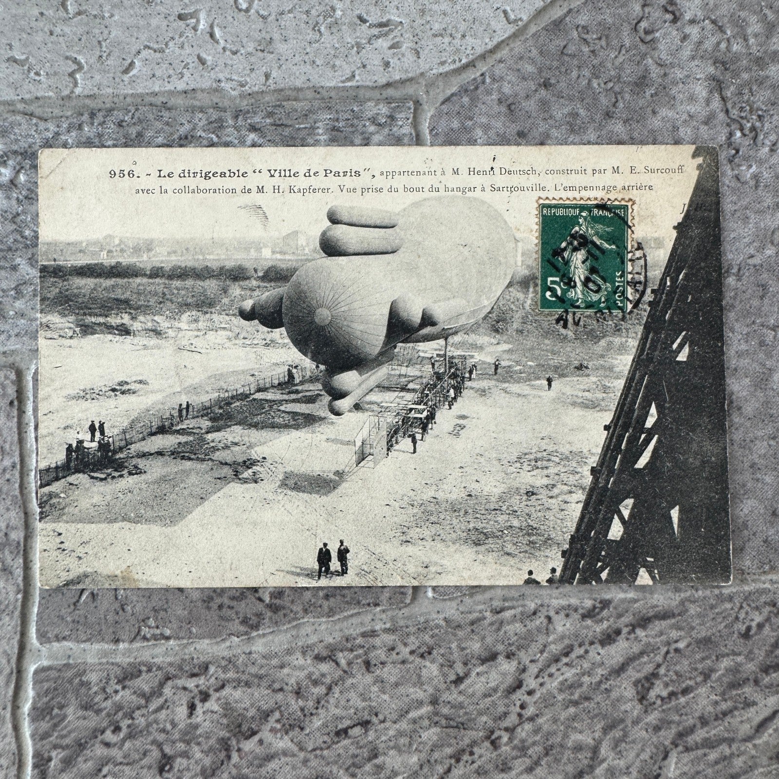 Vintage Zeppelin Airship Dirigible Postcard Post Card French Ville de Paris