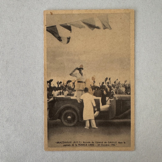 General De Gaulle In Brazzaville Congo Postcard Post Card Italian Vintage Car
