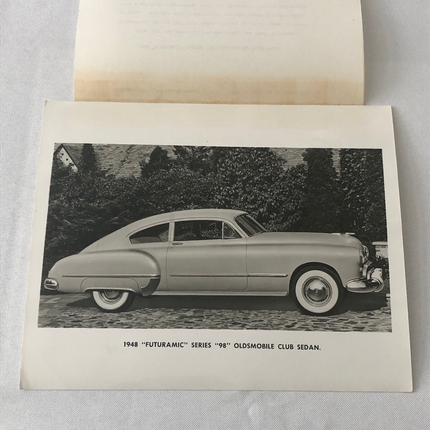 1948 Oldsmobile Series 98 Futuramic Club Sedan Factory Press Photo Photograph