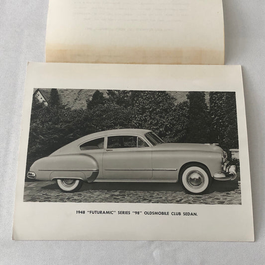 1948 Oldsmobile Series 98 Futuramic Club Sedan Factory Press Photo Photograph