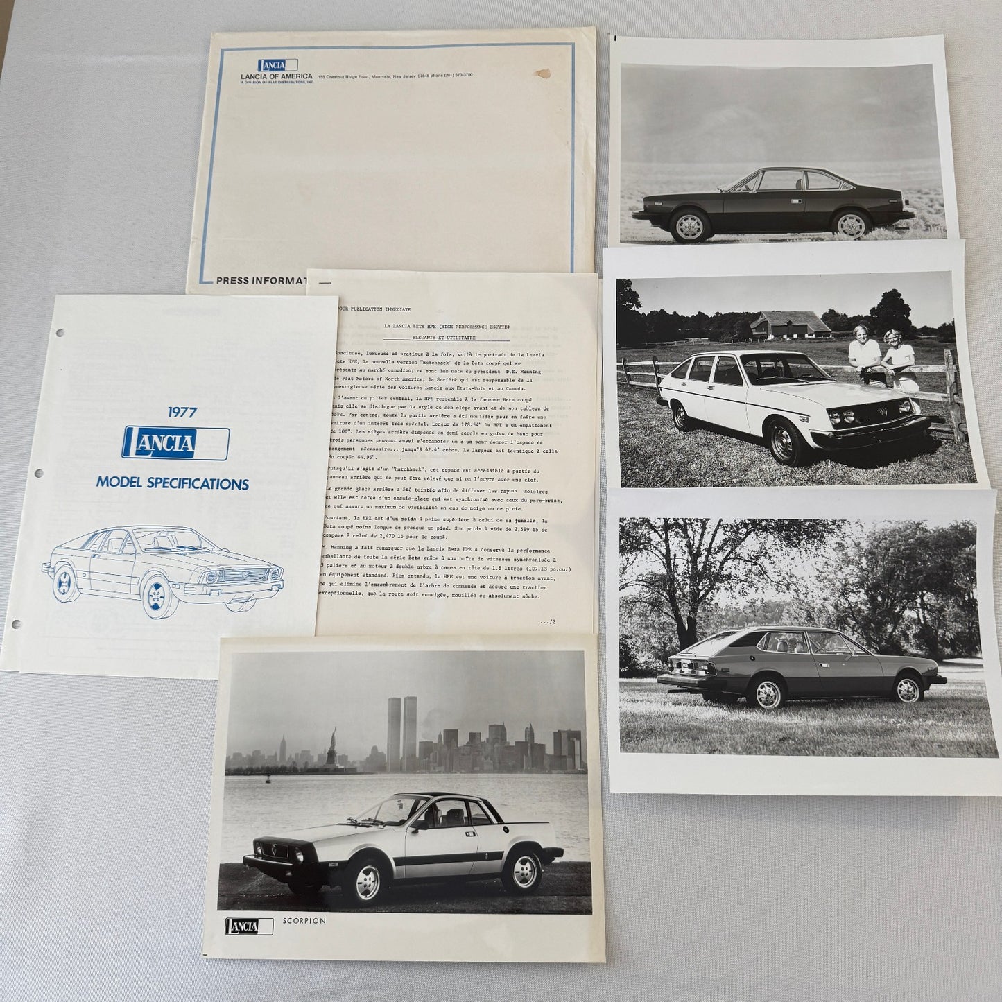 1977 Lancia Press Kit Brochure Photos Beta HPE Coupe Scorpion Sedan + 
