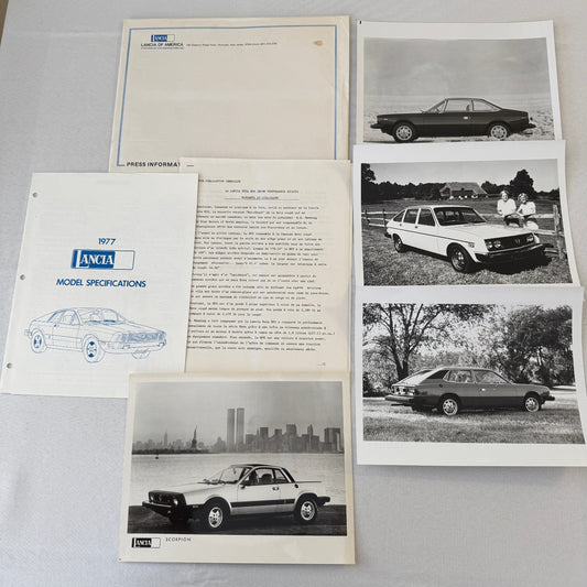 1977 Lancia Press Kit Brochure Photos Beta HPE Coupe Scorpion Sedan + 