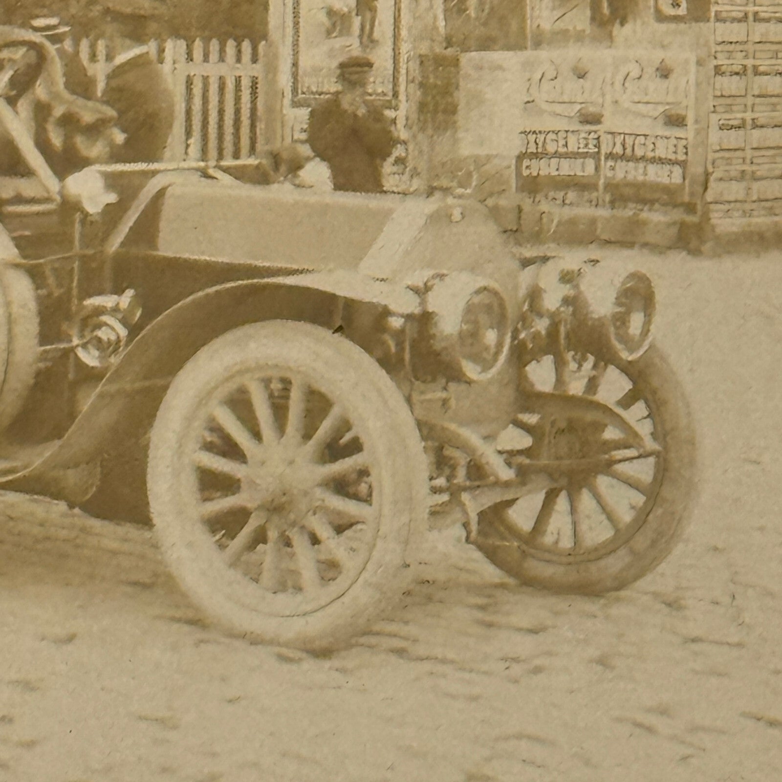 Vintage Photograph Photo People with Antique Car Early Automobile