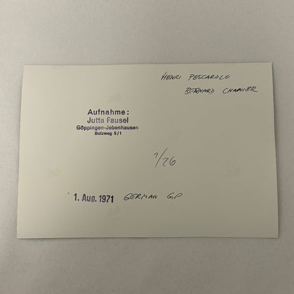 Vintage Racing Photo 1971 German Grand Prix Henri Pescarolo Bernard Cahier