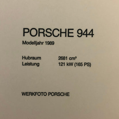1989 Porsche 944 Factory Press Photo Photograph Werkfoto