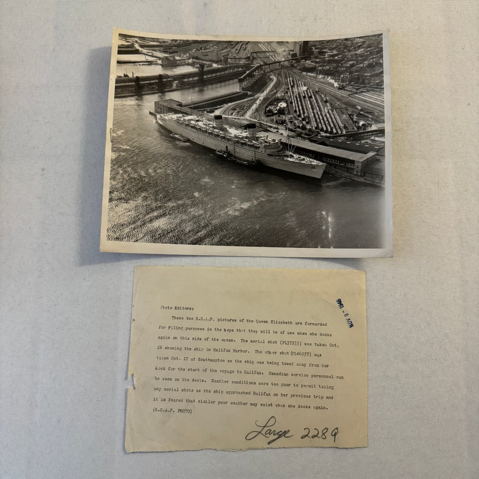 Vintage Ship Boat Photo Photograph Print Queen Elizabeth Ship Halifax Harbour