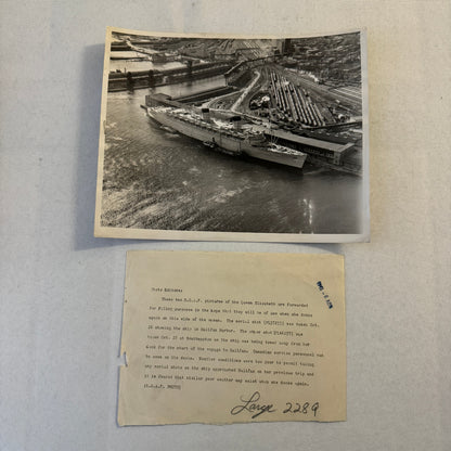 Vintage Ship Boat Photo Photograph Print Queen Elizabeth Ship Halifax Harbour
