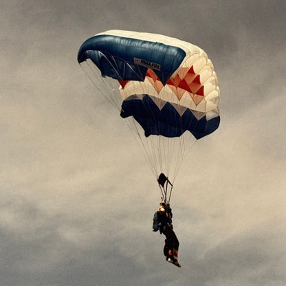 Vintage Skydiving Parachute Photo Large Format Aviation Photograph 1970s-80s