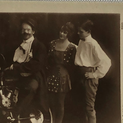 Circus Performer Clown on Bicycle Motorcycle Bike Real Photo Postcard RPPC