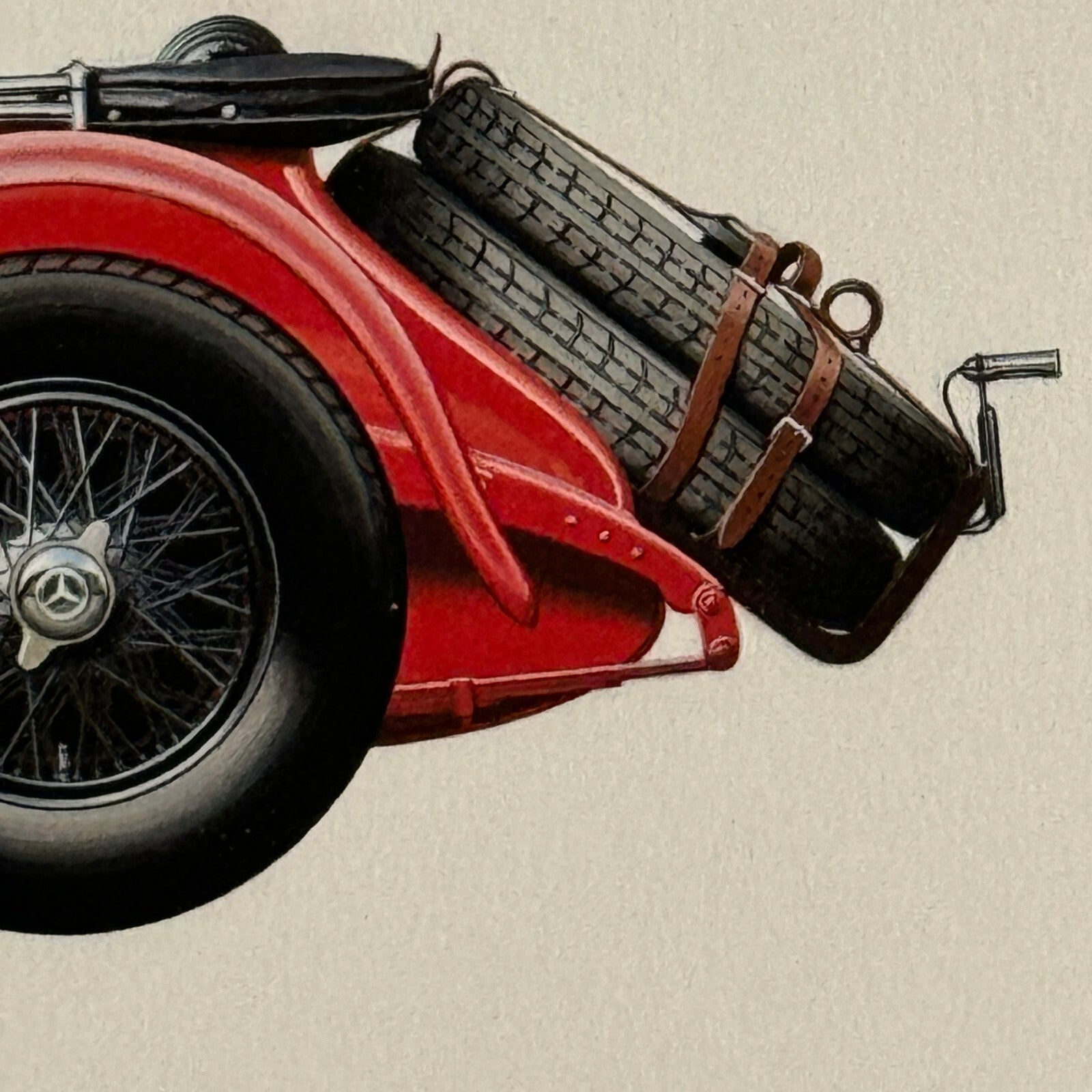 1928 Mercedes Benz SS Sport Versitzer Car Illustration Hand Drawn Art Vintage