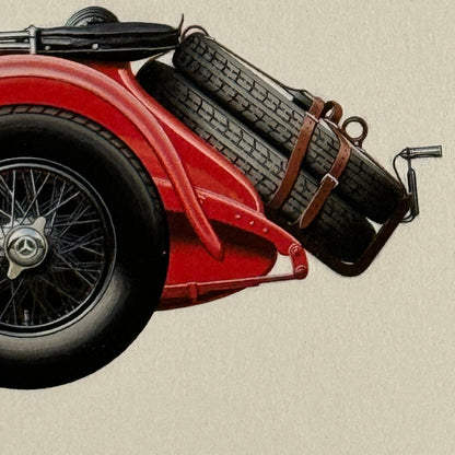 1928 Mercedes Benz SS Sport Versitzer Car Illustration Hand Drawn Art Vintage