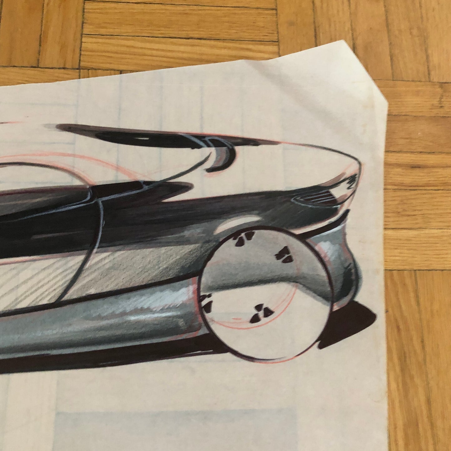 Car Styling Concept Illustration Art Drawing Sketch Vintage Lot of 2