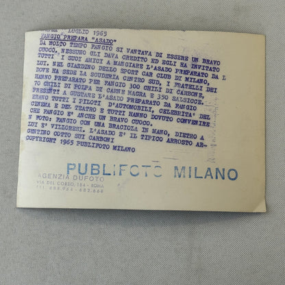 Juan Manuel Fangio Cooking Asado Italian Press Photo Photograph F1 Racing Driver
