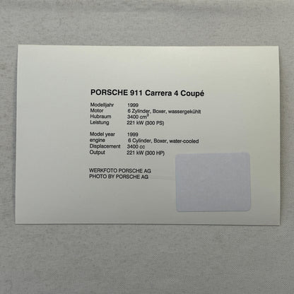1999 Porsche 911 Carrera 4 Coupe Factory Press Photo Photograph