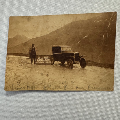 Vintage Photo Photograph Print Man with Early Car Automobile European