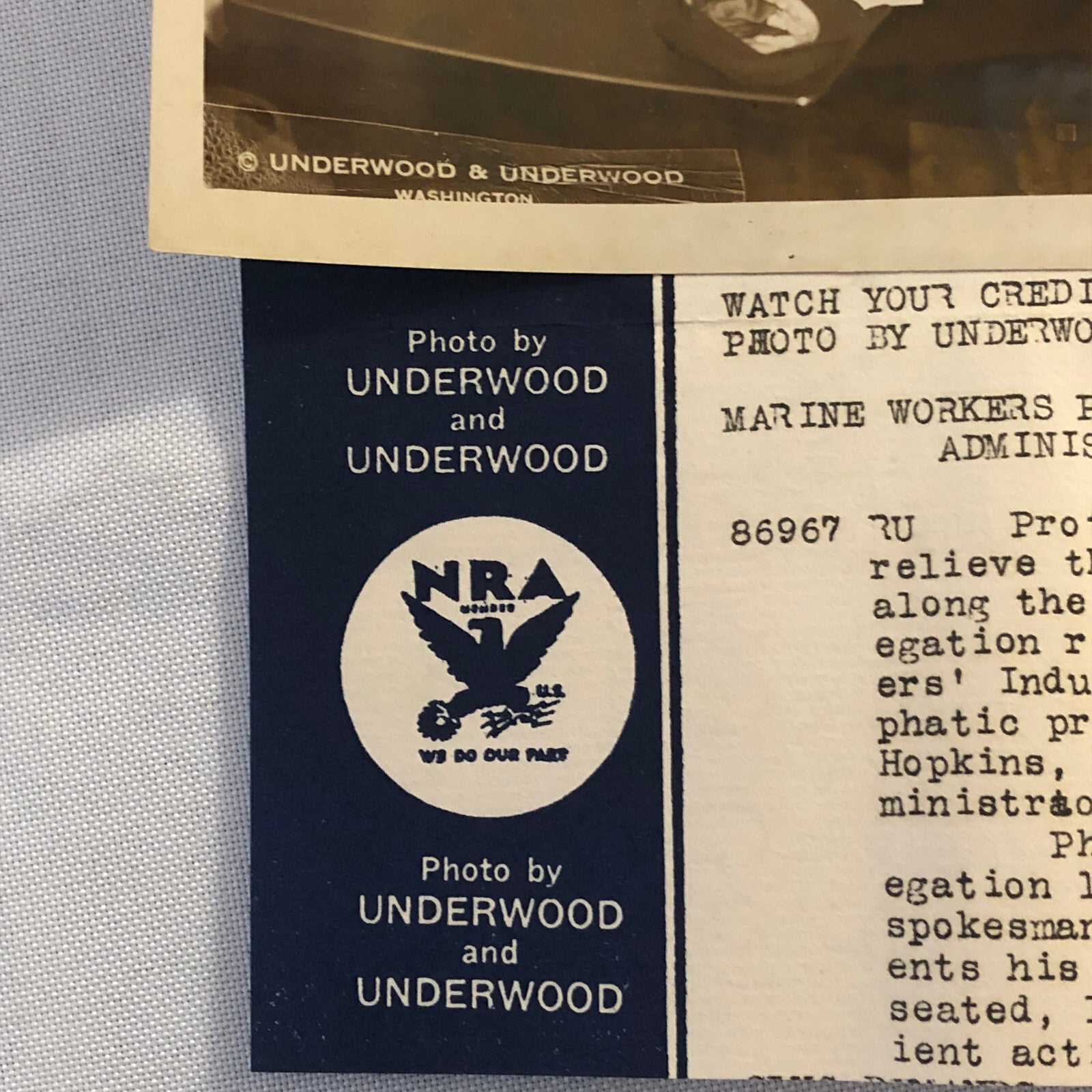 Press Photo Photograph Marine Workers Union Protest Underwood & Underwood 1934