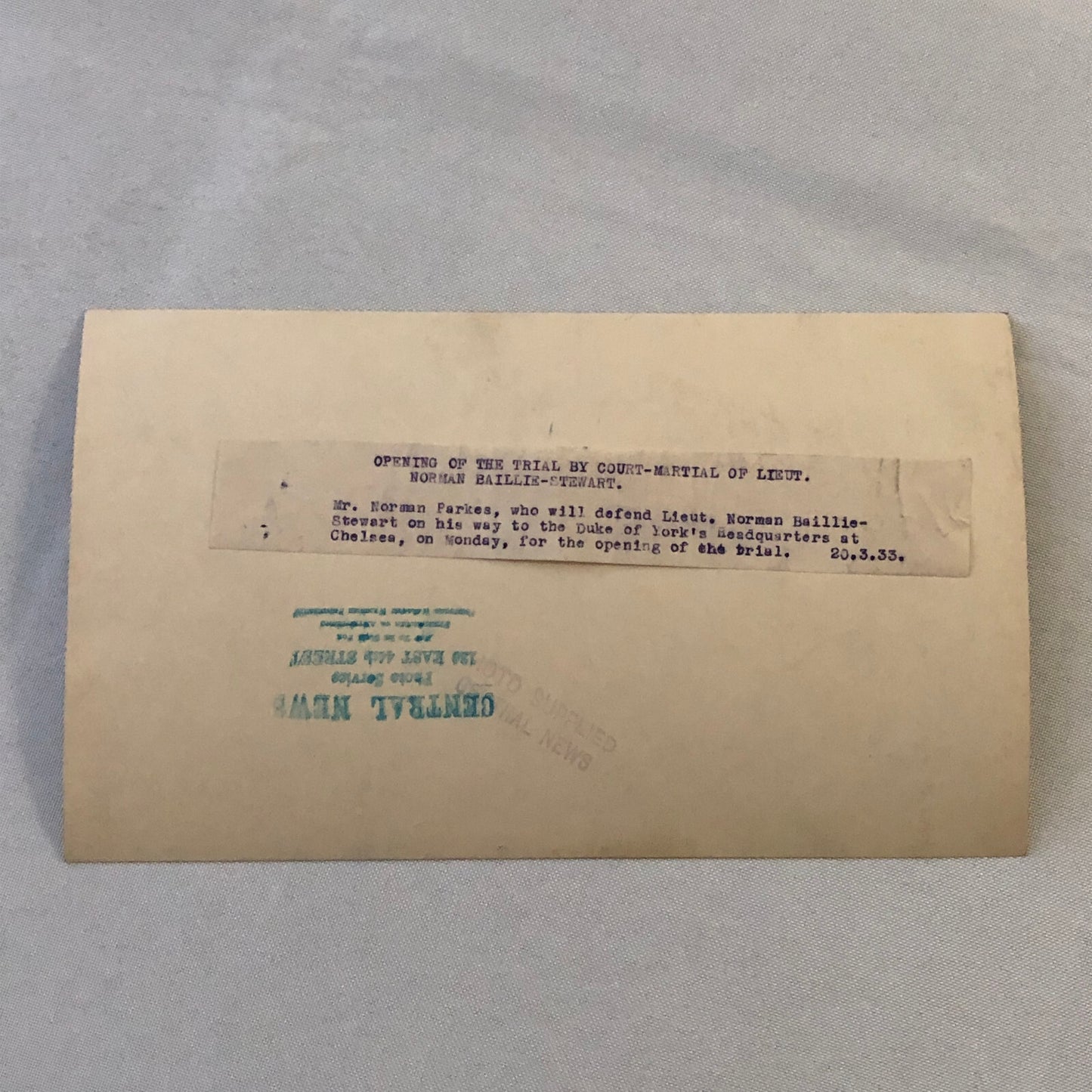 Vintage Press Photo Photograph  Military Trial Noman Baillie Stewart London