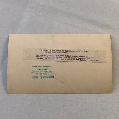 Vintage Press Photo Photograph  Military Trial Noman Baillie Stewart London