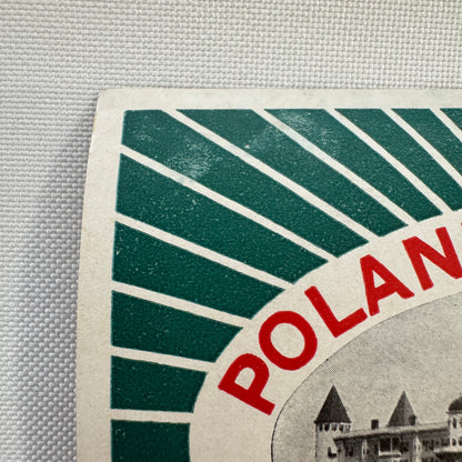 Vintage Travel Luggage Label Poland Spring House Maine Hiram Ricker Hotel