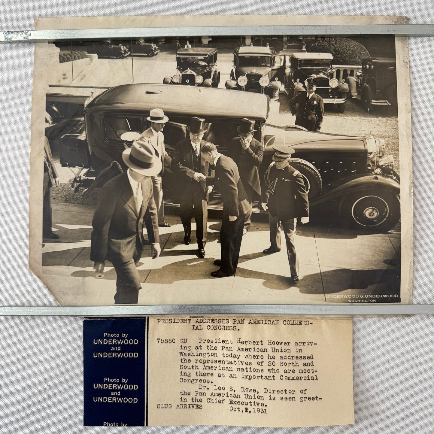 Press Photo Photograph President Herbert Hoover Limousine Car Automobile 1931