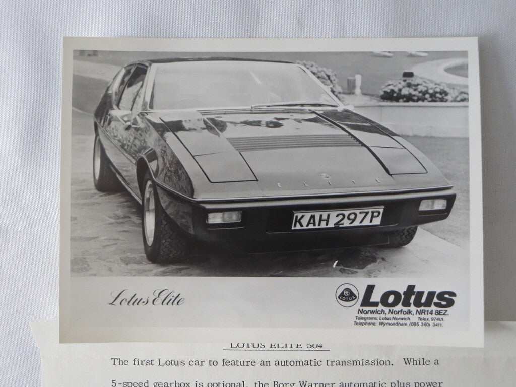 Vintage Lotus Elite 504 Car Factory Press Photo Photograph 