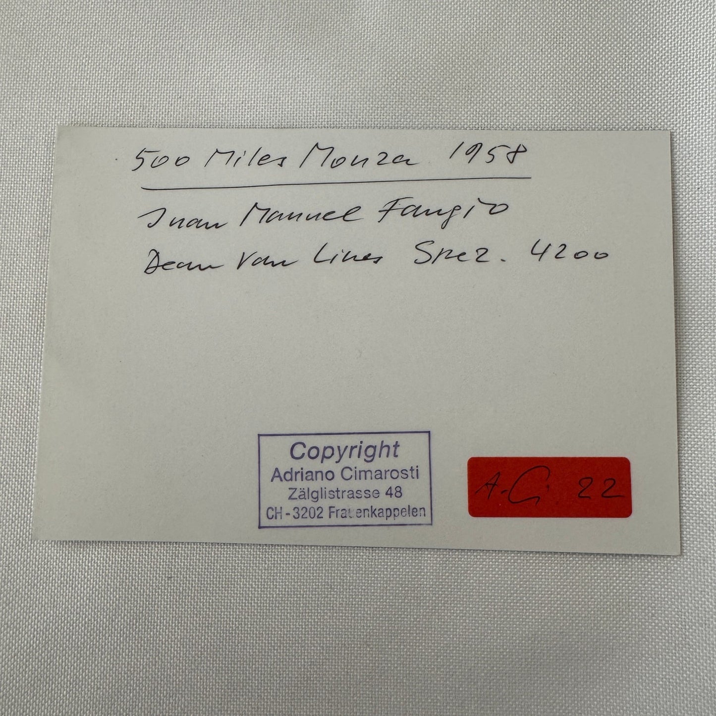 Juan Manuel Fangio 1958 Monza Racing Car Photo Photograph Modern Print