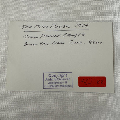 Juan Manuel Fangio 1958 Monza Racing Car Photo Photograph Modern Print