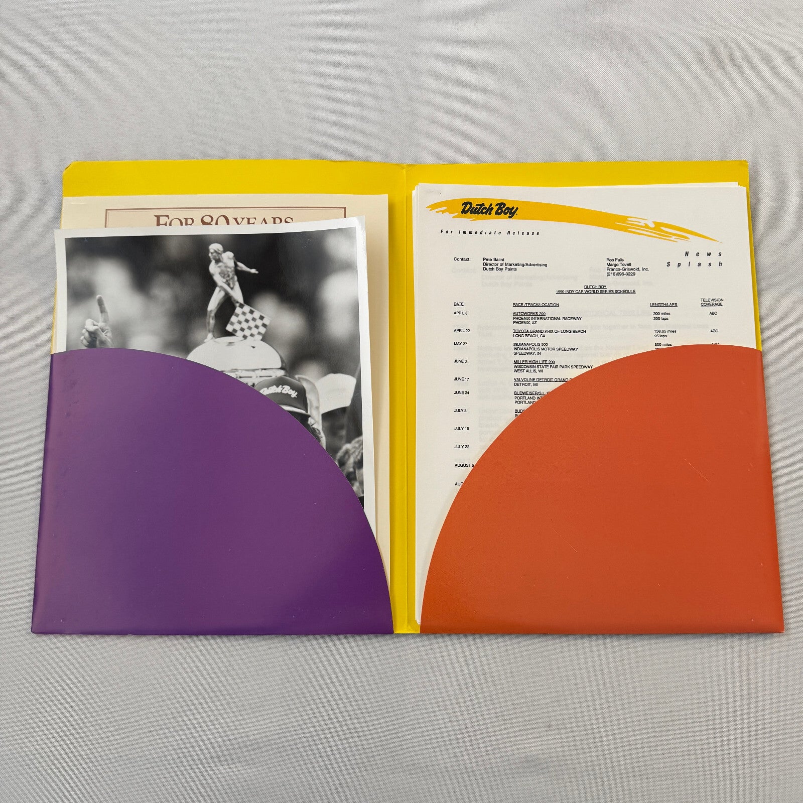 Arie Luyendyk 1990 Dutch Boy Paint CART Indy Racing Press Kit Brochure Photo