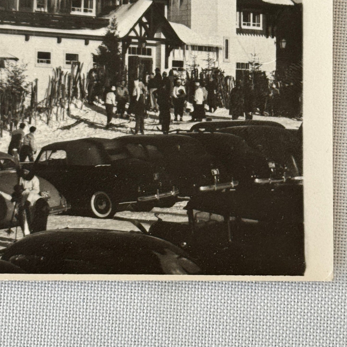 Vintage Photo Photograph Print Automobile Car Winter Scene Building