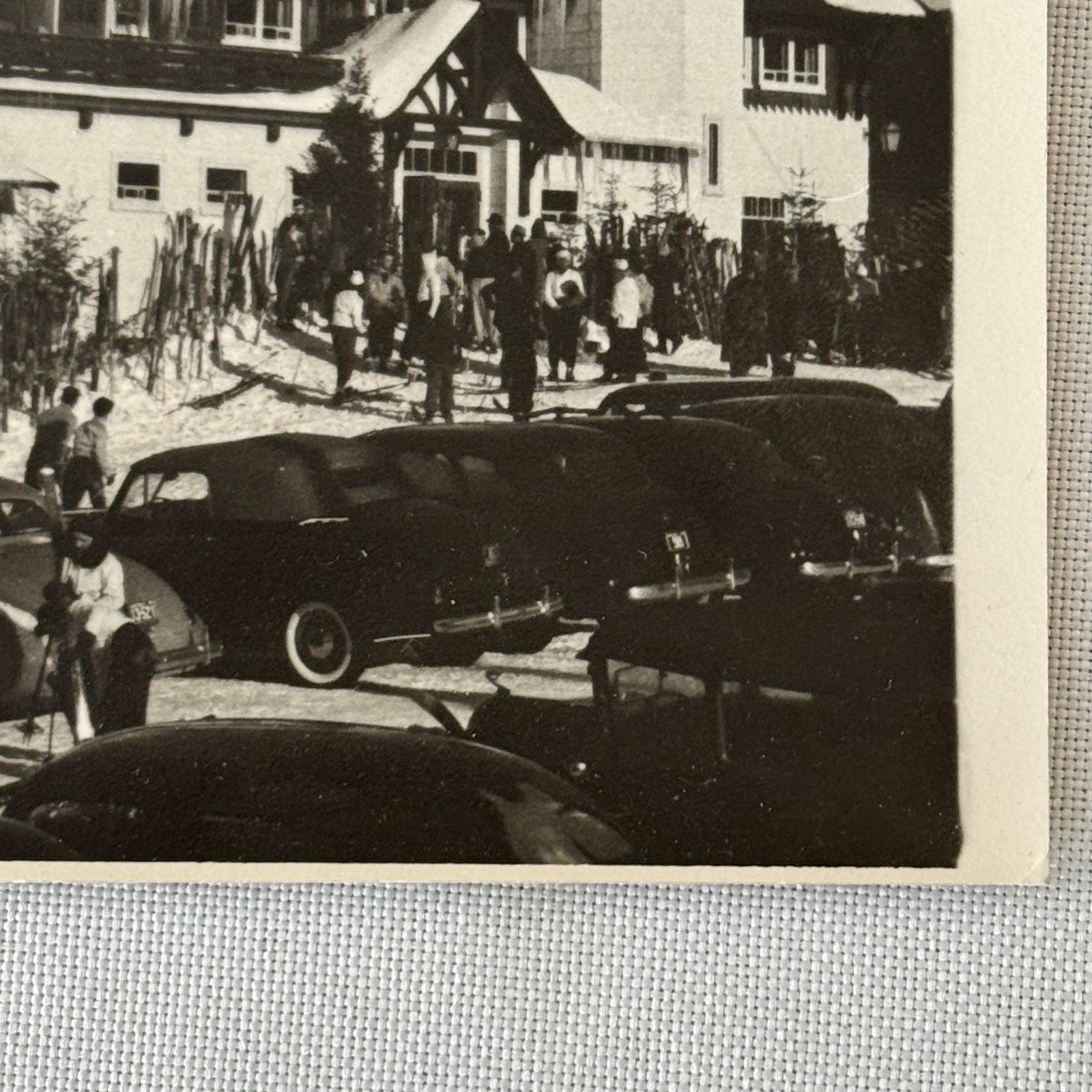 Vintage Photo Photograph Print Automobile Car Winter Scene Building