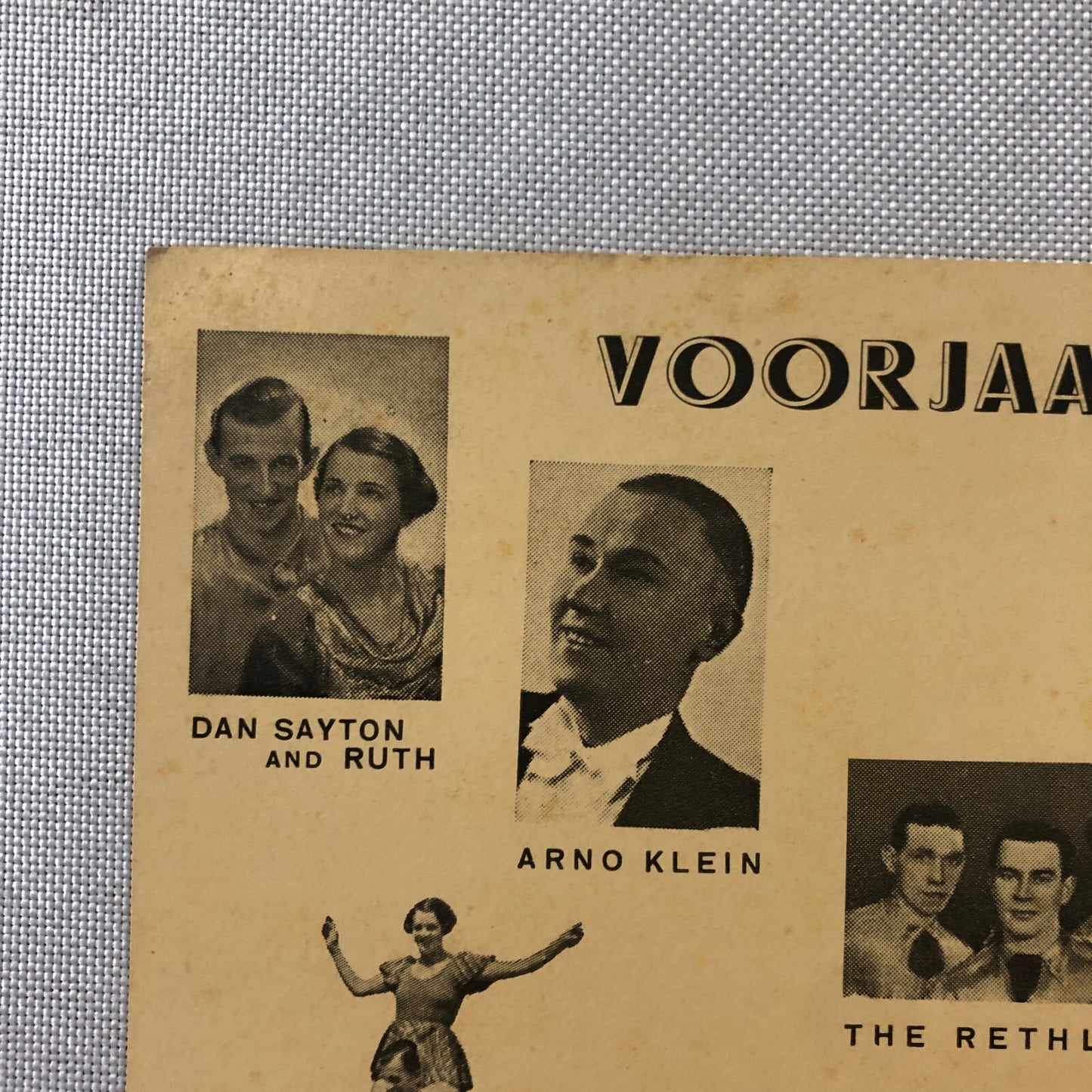 1938 German Circus Event Postcard Performers Bicycle Acrobat Day Ruth Sayton +