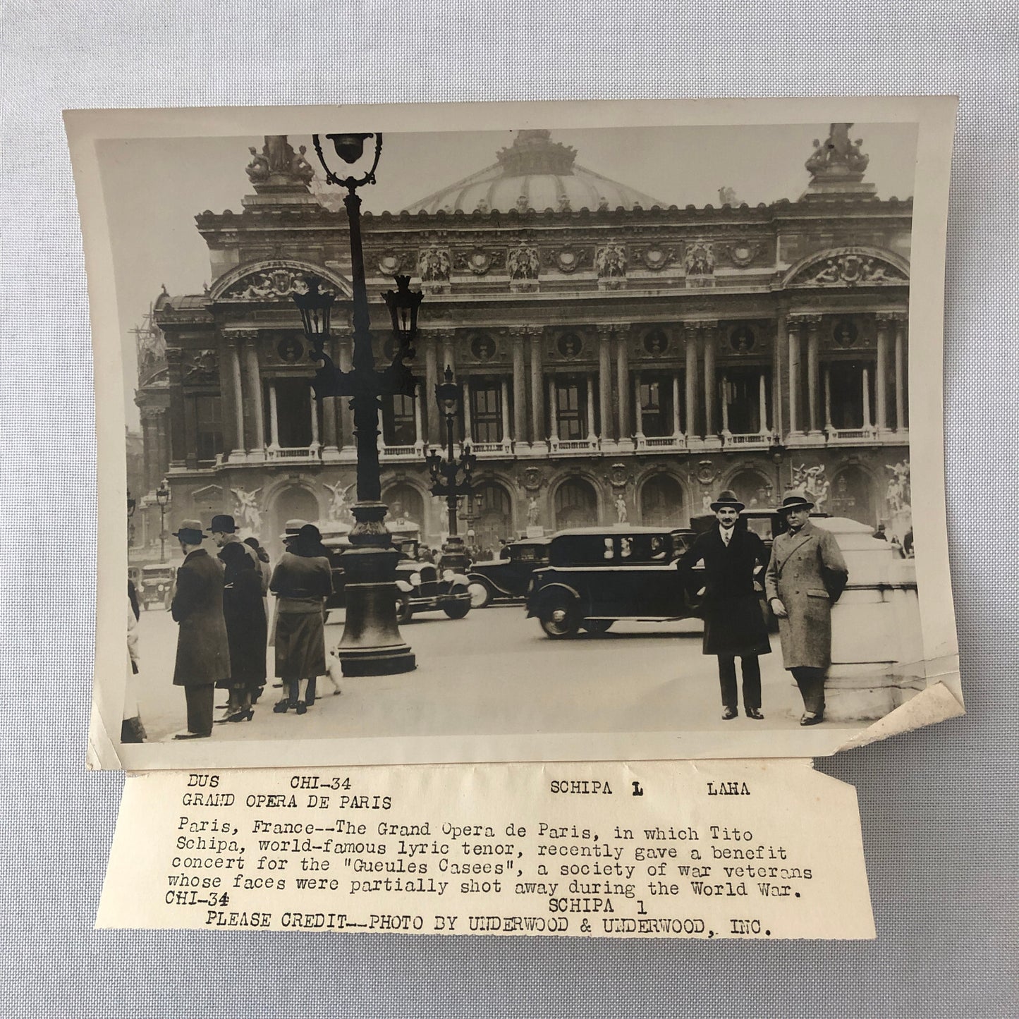 Press Photo Photograph Grand Opera de Paris Tito Schipa Concert Cars