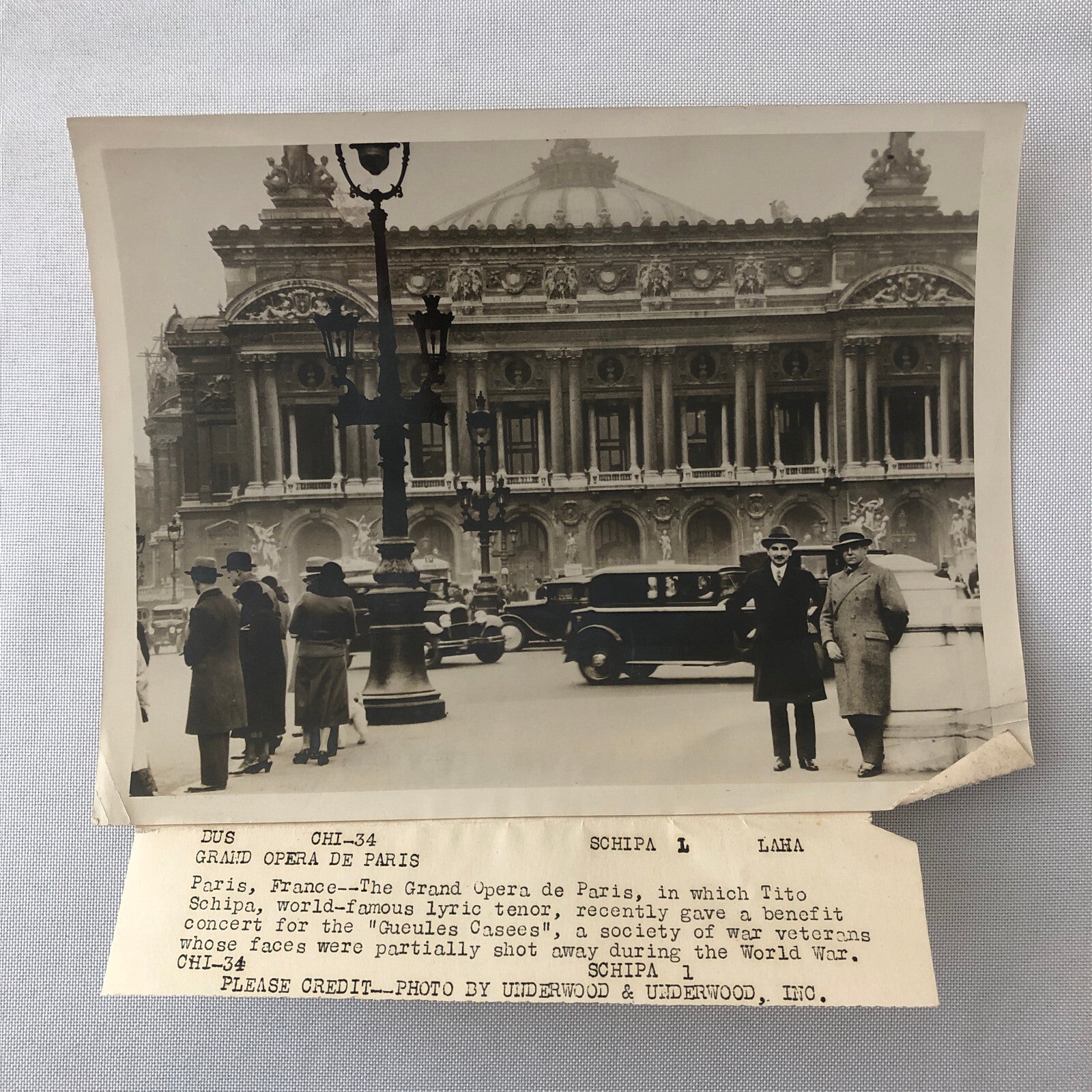 Press Photo Photograph Grand Opera de Paris Tito Schipa Concert Cars