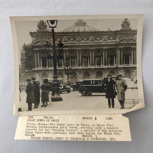 Press Photo Photograph Grand Opera de Paris Tito Schipa Concert Cars